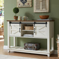 AMERLIFE Sofa Table with Sliding Barn Doors, TV Console Table, 46' Farmhouse Rustic Storage Entryway Table, Adjustable Open Shelves, Hallway, Living Room, Bedroom, Antique White
