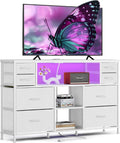 TV Stand Dresser Drawer for Bedroom - TV Stands for 45, 50, 55 inch TV - Entertainment Center Dressers with Charging Station, Drawers Dresser with Storage for Living Room, Nursery, Entryway - White