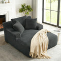 Tmsan 50' Oversized Chaise Lounge Sofa Chair Indoor, Modern Corduroy Sleeper Sofa Cloud Couch with 3 Soft Pillows, Comfy Single Seat Floor Chair for Living Room Apartment Office (Dark Grey)