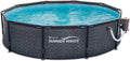 Summer Waves P20010301 Active 10ft x 30in Outdoor Round Frame Above Ground Swimming Pool Set with 120V Filter Pump with GFCI, Gray Wicker