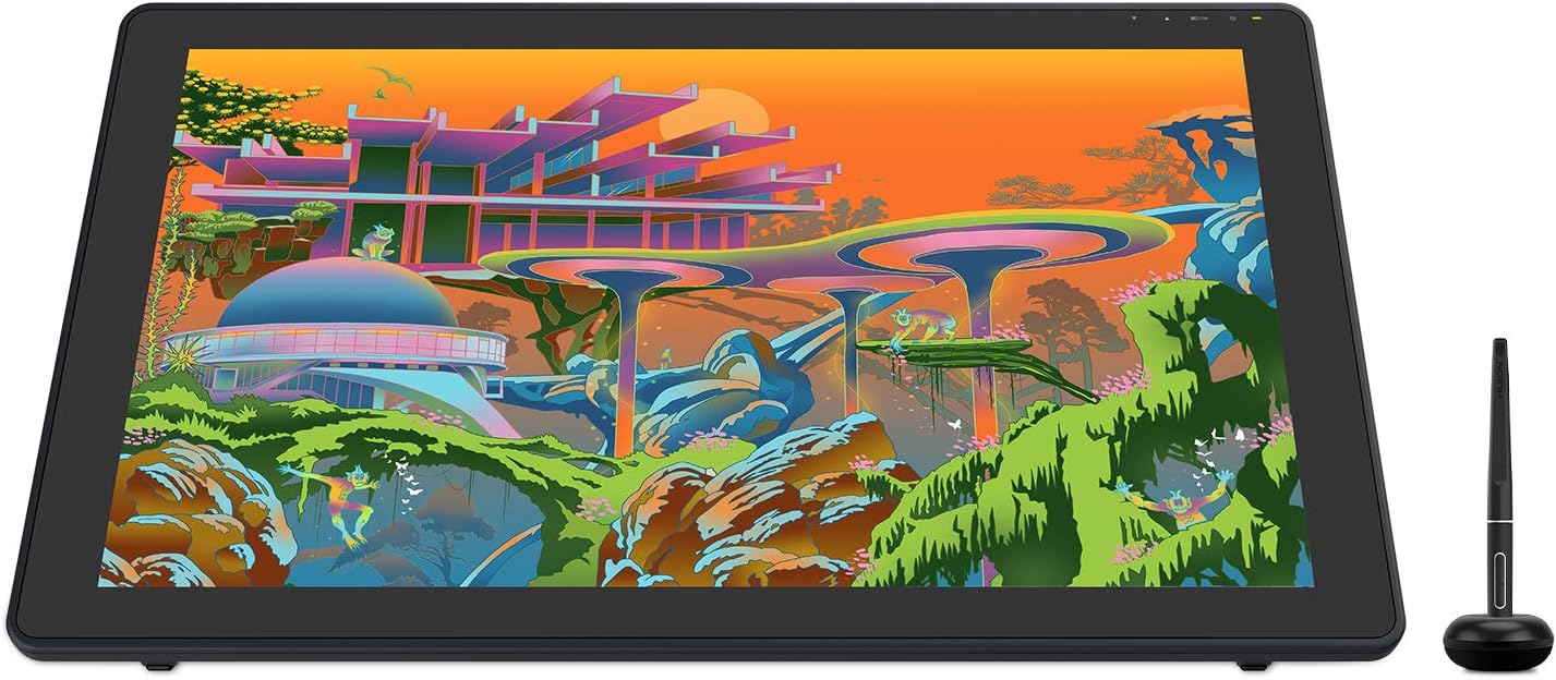 HUION Kamvas 22 Plus QLED Drawing Tablet with Full-Laminated Screen USB-C Connection 140% sRGB Tilt, 21.5 inch Graphics Art Tablet for Artist & Designer, Work with Mac, Windows, Linux & Android Black