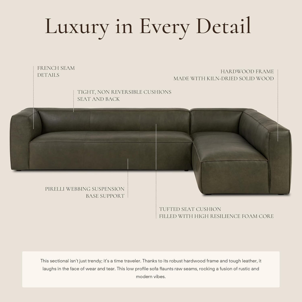 Poly & BARK Piazza Reversible Corner Sectional Sofa in Olivine Green