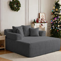 58' Oversized Boneless Chair, Corduroy Lounge Chaise Chair Indoor Sleeper Sofa Bed with Arms and 4 Pillows, No Assembly for Bedroom Living Room, Grey