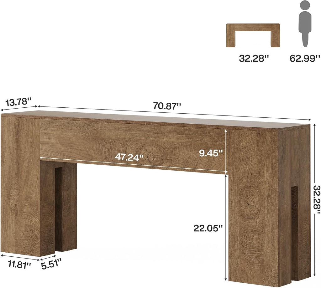 Tribesigns 71-Inch Long Console Table for Entryway, Farmhouse Sofa Console Behind Couch, Entry Table for Hallway, Foyer, Living Room, Natural Oak