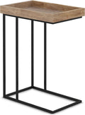 SIMPLIHOME Gallagher C Side Table - 12 inch Wide Solid Mango Wood and Metal Rectangular Accent Stand with Tray Top in Natural, Industrial Slide-Under Table for Living Room or Bedroom, Assembled