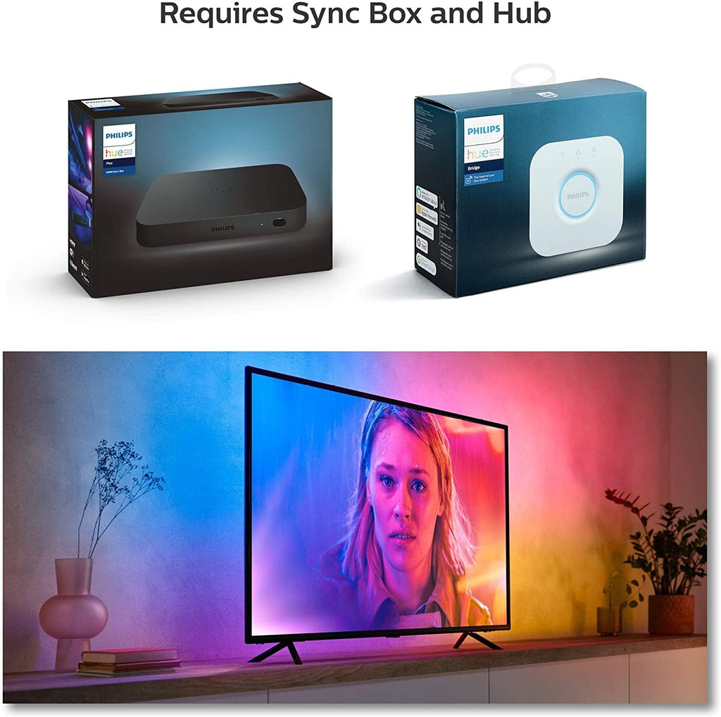 Philips Hue Gradient LED LightStrip 55in (Sync with TV, Music and Gaming), Hue Hub & Hue Sync Box Required (Renewed)