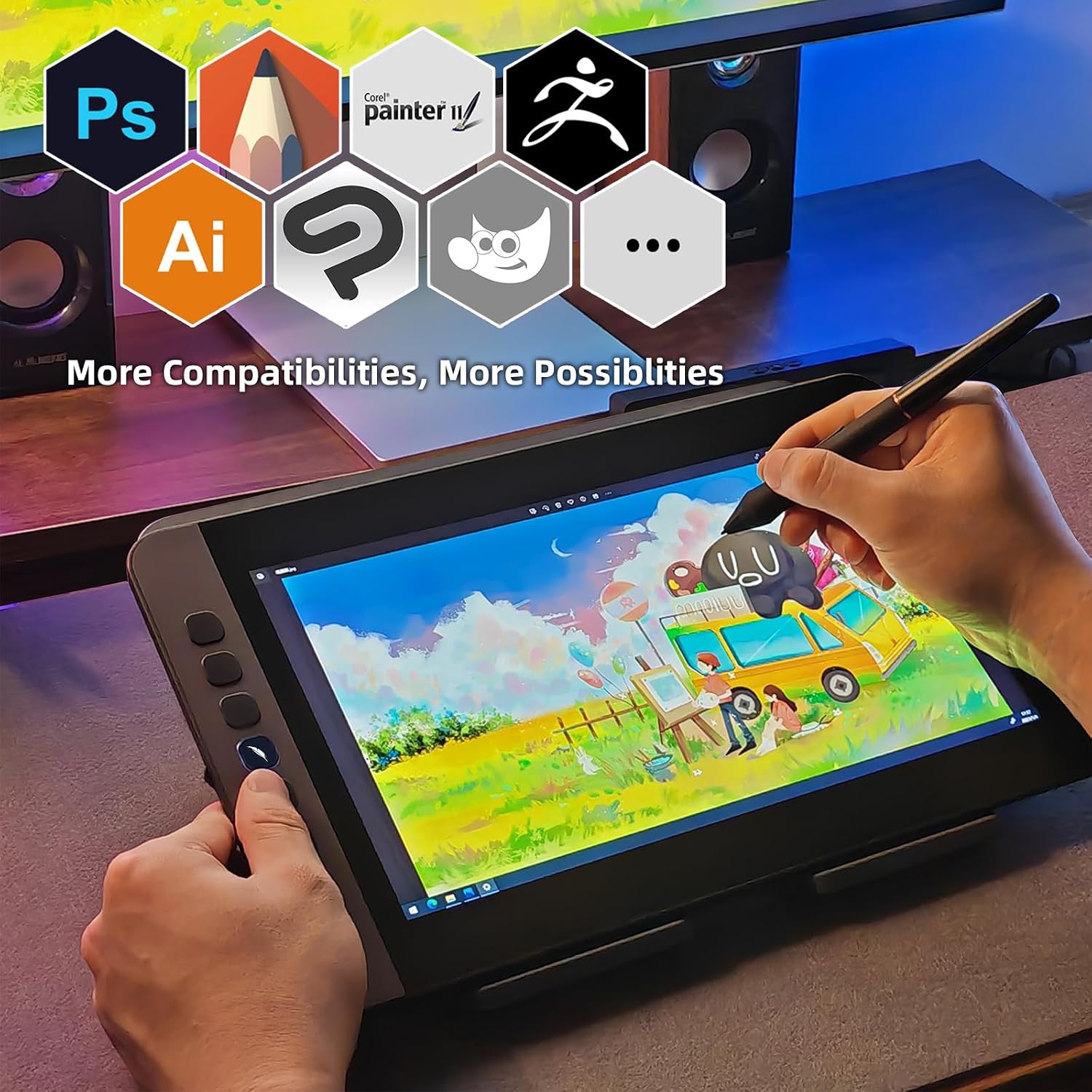 11.6 Inch Drawing Tablet with Screen, Full-Laminated Anti-Glare Graphics Drawing Monitor, 127% sRGB, 8192 Pressure Stylus Pen, Compatible with Windows/Mac Major Design Software