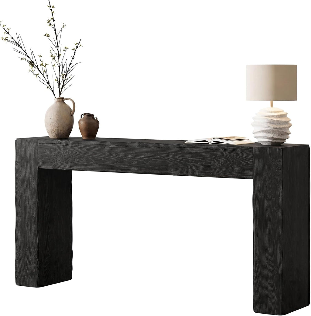 Tribesigns 63-Inch Solid Wood Console Sofa Table, Farmhouse Long Entryway Table Behind Couch for Living Room, Entrance, Hallway, Foyer, Easy Assembly (Black)
