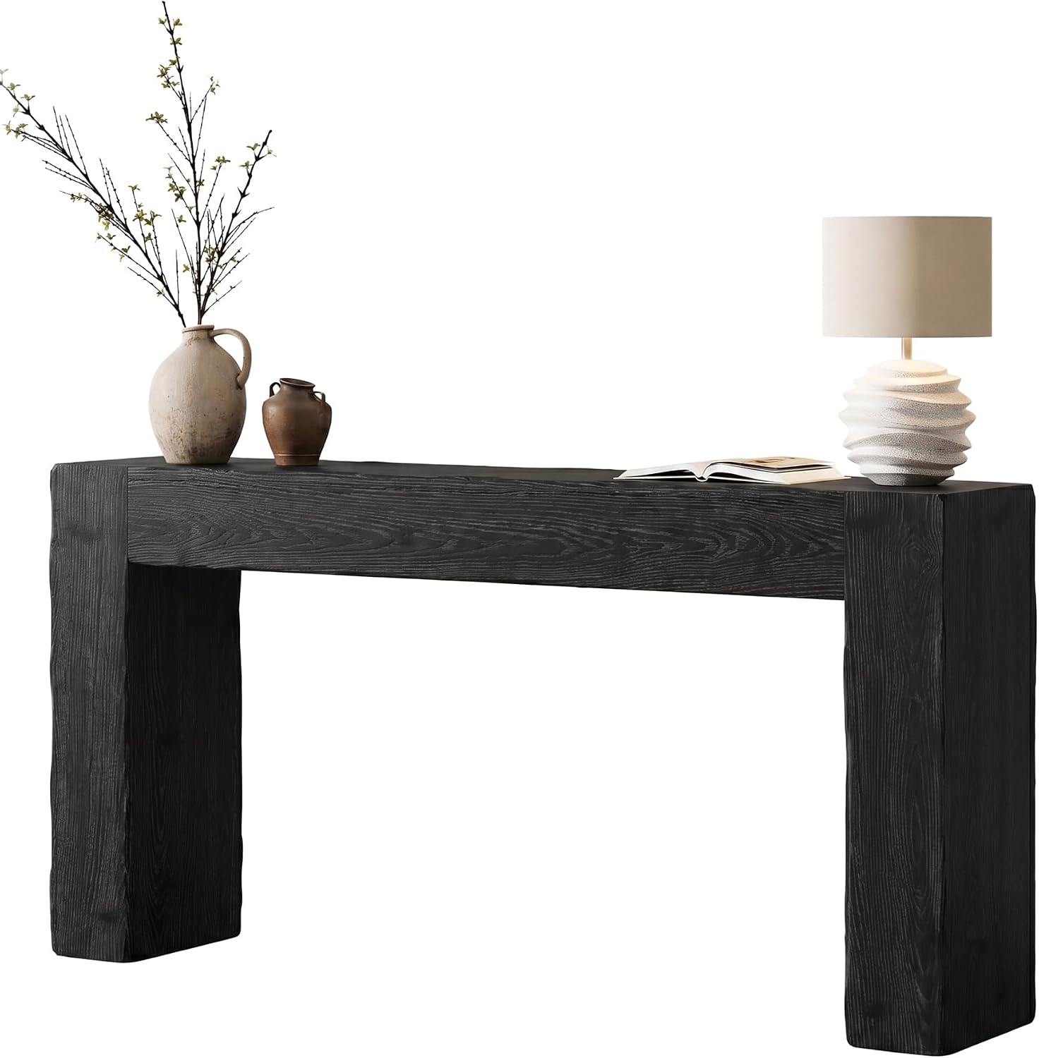 Tribesigns 63-Inch Solid Wood Console Sofa Table, Farmhouse Long Entryway Table Behind Couch for Living Room, Entrance, Hallway, Foyer, Easy Assembly (Black)