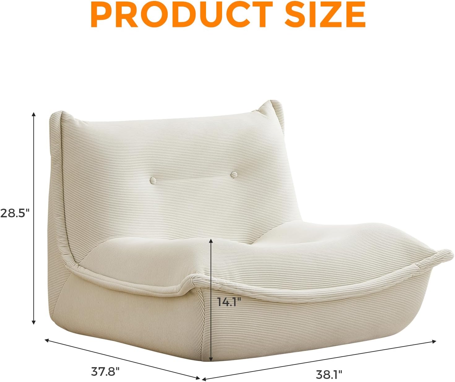 Bean Bag Chairs for Adults Giant BeanBag Chair Sofa Memory Foam Bean Bag Chair Couch with Ergonomic Design for Adults and Kids Home Living Room Bedroom Office Home Gaming Salon(Beige)
