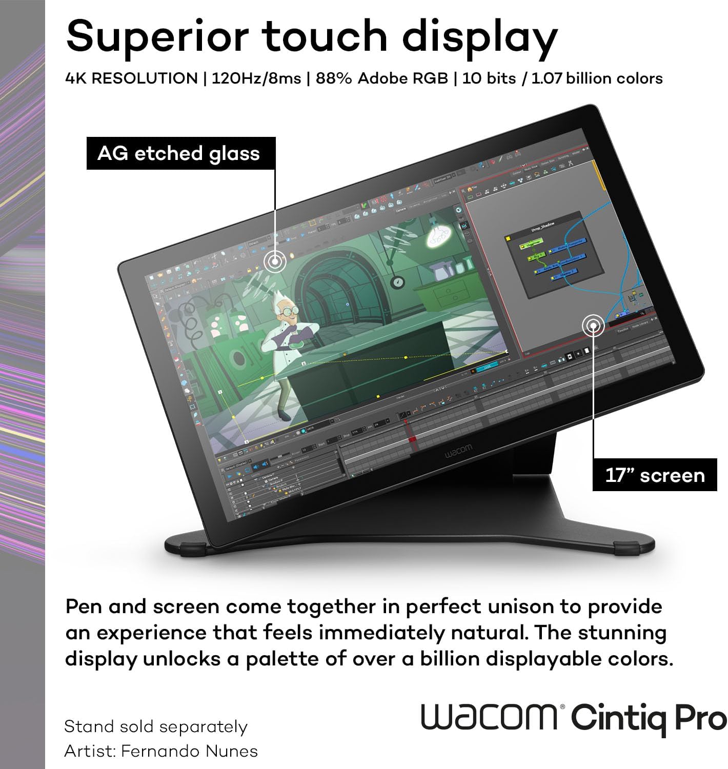 Wacom Cintiq Pro 17 Drawing Tablet with Screen, 17.3' Ultra HD 4K. 10-bit 120Hz Touchscreen Display Graphic Arts Tablet with Pro Pen 3, for Windows PC, Mac, Linux