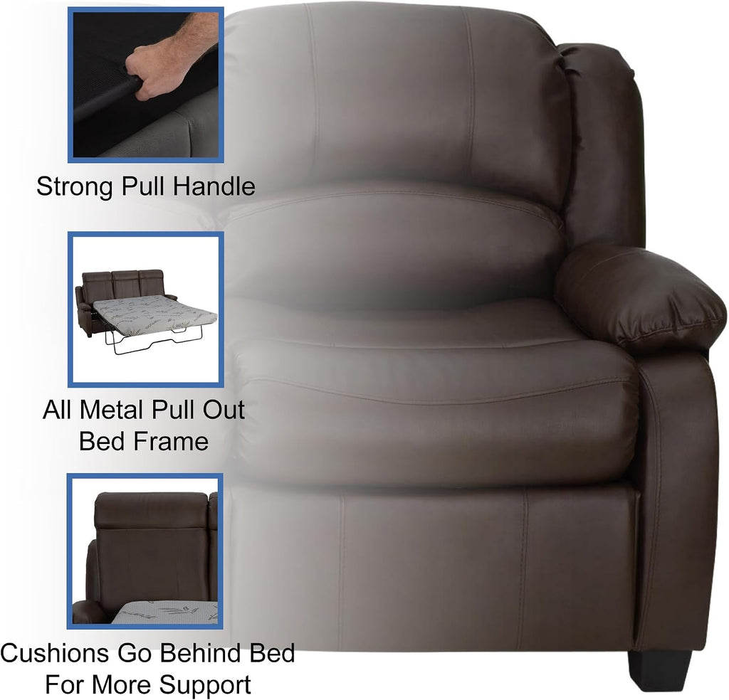 RecPro Charles Collection | 80' RV Hide A Bed Loveseat | Memory Foam Mattress | RV Sleeper Sofa | Pull Out Couch | RV Furniture | RV Loveseat | RV Living Room (Slideout) Furniture | Chestnut