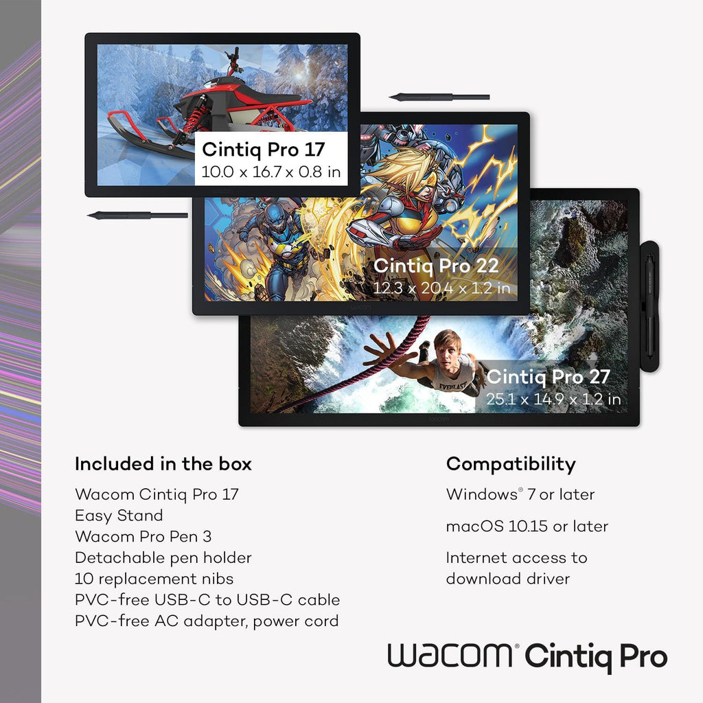 Wacom Cintiq Pro 17 Drawing Tablet with Screen, 17.3' Ultra HD 4K. 10-bit 120Hz Touchscreen Display Graphic Arts Tablet with Pro Pen 3, for Windows PC, Mac, Linux