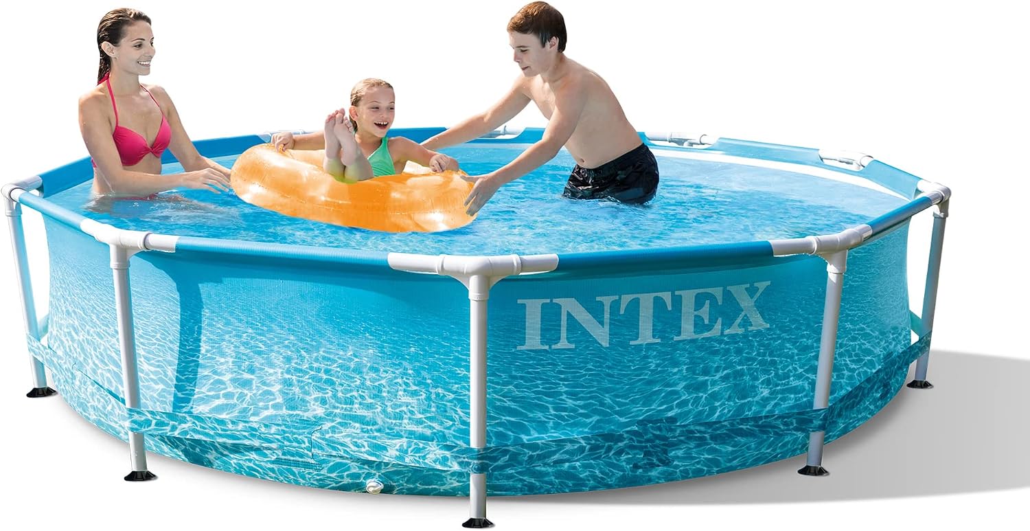INTEX 28207EH Beachside Metal Frame Above Ground Swimming Pool Set: 10ft x 30in – Includes 330 GPH Cartridge Filter Pump – Puncture-Resistant Material – Rust Resistant – 1185 Gallon Capacity