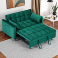 55in Pull Out Sofa Bed, 3 in 1 Convertible Sleeper Sofa Bed with Side Pockets & Adjustable Backrest, Velvet Fabric Loveseat Pull Out Couch for Living Room Bedroom Apartment & RV, Green