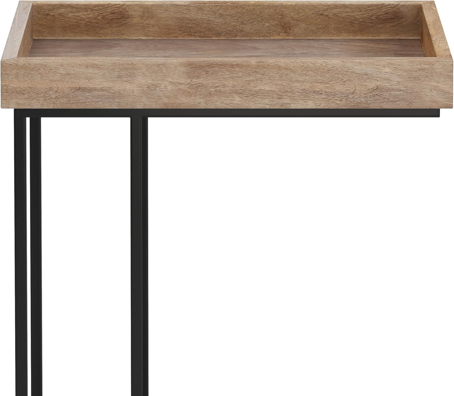 SIMPLIHOME Gallagher C Side Table - 12 inch Wide Solid Mango Wood and Metal Rectangular Accent Stand with Tray Top in Natural, Industrial Slide-Under Table for Living Room or Bedroom, Assembled