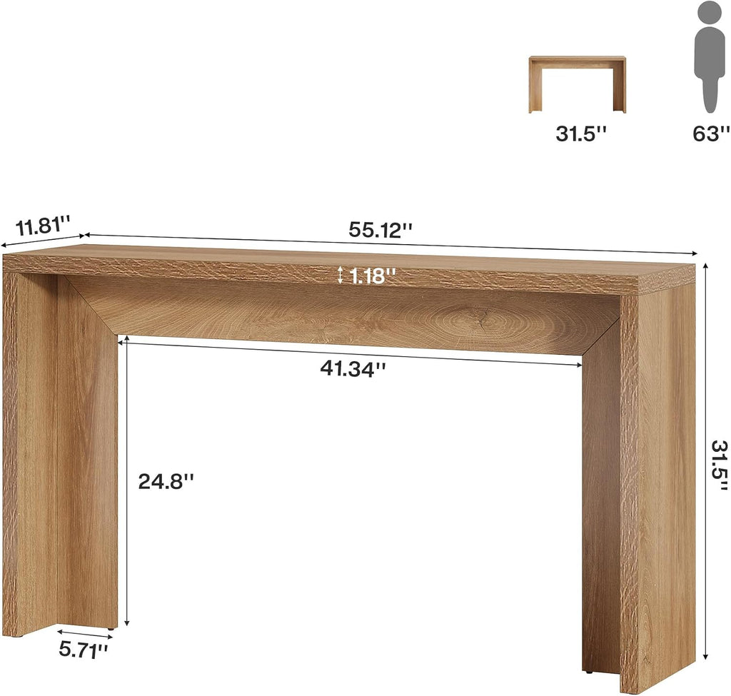 Tribesigns Farmhouse Console Table, 55-Inch Wooden Sofa Table with Storage for Entryway, Foyer, Hallway, Living Room, Easy Assembly (Light Oak Brown)