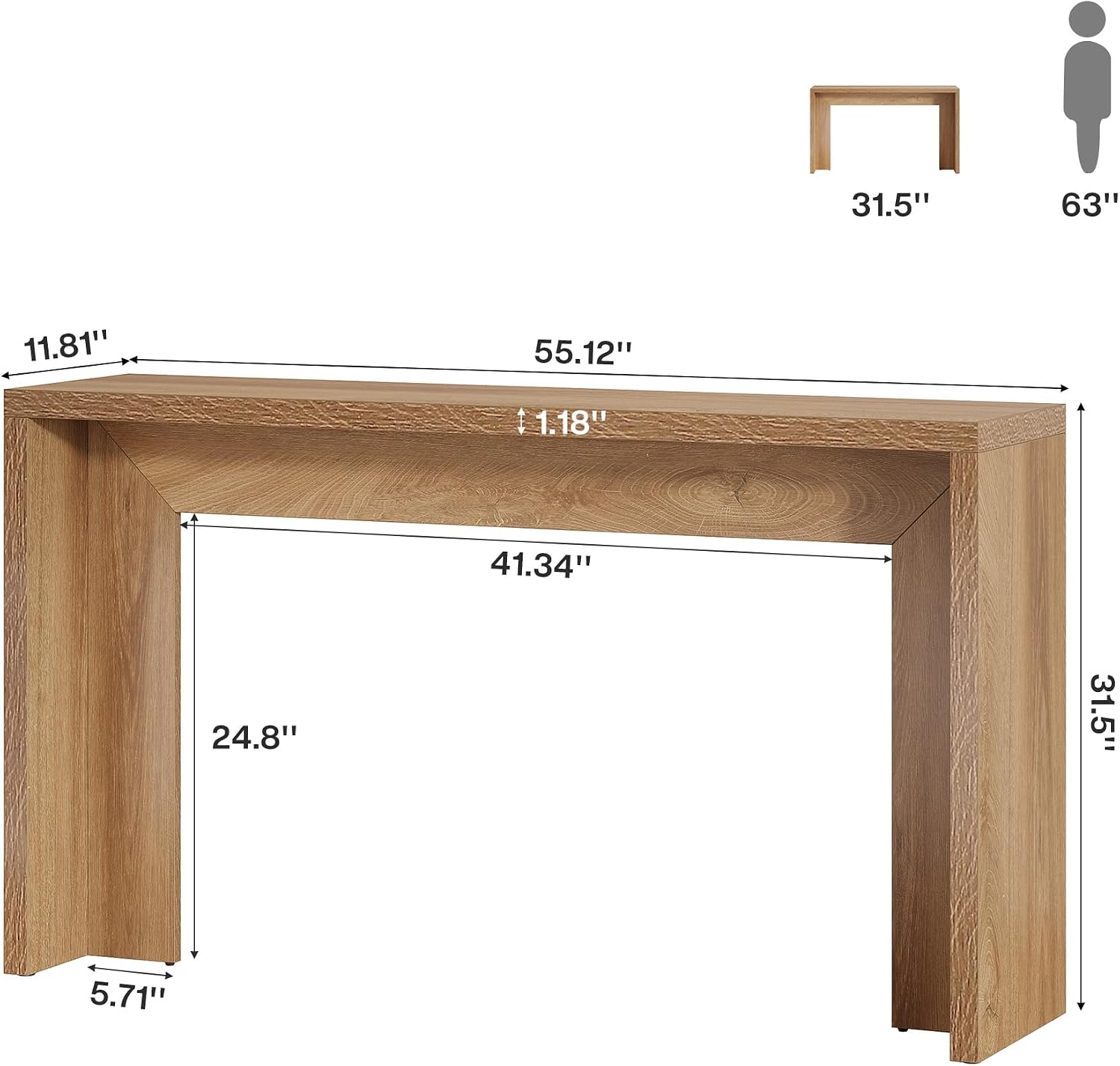 Tribesigns Farmhouse Console Table, 55-Inch Wooden Sofa Table with Storage for Entryway, Foyer, Hallway, Living Room, Easy Assembly (Light Oak Brown)