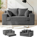Winzon Boneless Loveseat, 3 in 1 Convertible Sofa Bed Sleeper Sofa Floor Futon Bed with 4 Pillows, 55' Grey Boneless Couch for Living Room, Guest Room, Small Space, No Assembly Required, Corduroy