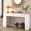 knoworld 63-Inch Long Console Table with LED Light, Farmhouse Sofa Table Behind Couch, Wooden Console Table for Entryway Hallway Entrance Living Room, White