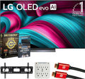 LG 77' C5 OLED evo 4K UHD Smart webOS TV (2025) Bundle with CPS Exclusive 26 Month Protection, 2X HDMI Cable, Wall Mount, 6-Outlet Surge Adapter & Deco Gear Complete Home Theater Beginner's Guidebook