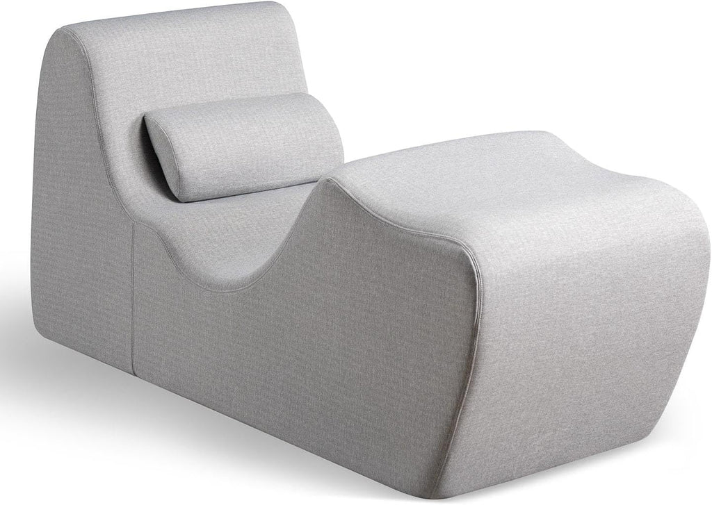 Zinus Lotus Zero Gravity Chaise Lounger, Foam Recliner for Living Room, Ergonomic Positioning for Better Relaxation, Pillow Included, No Assembly, Light Grey