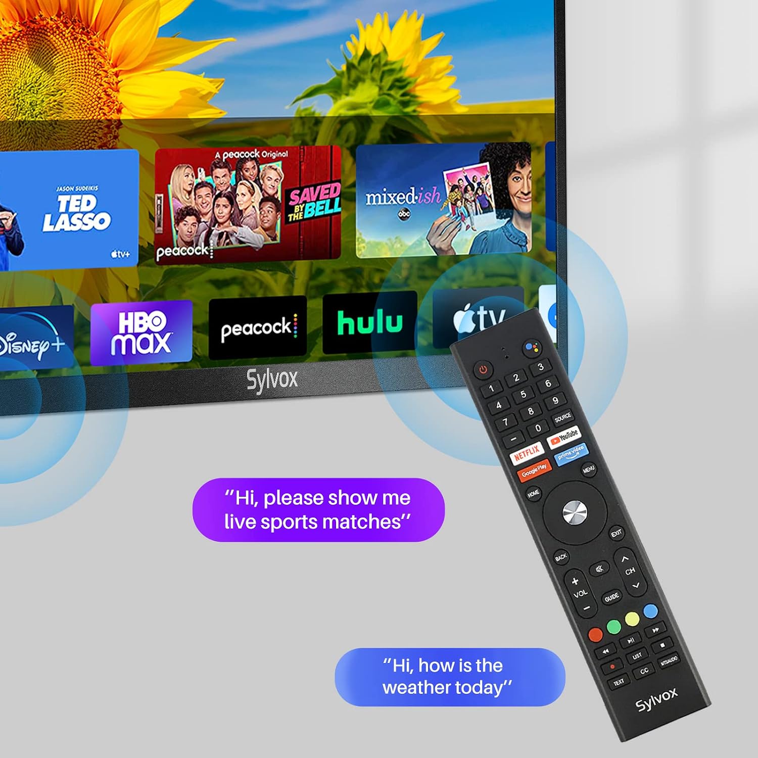 SYLVOX 43'' Outdoor Smart TV 4K UHD Ultra 2000NIT High Brightness HDR TV, Waterproof Built-in Chromecast, with WiFi Bluetooth Function for Outdoor Strong Light Areas(Poolpro Series)