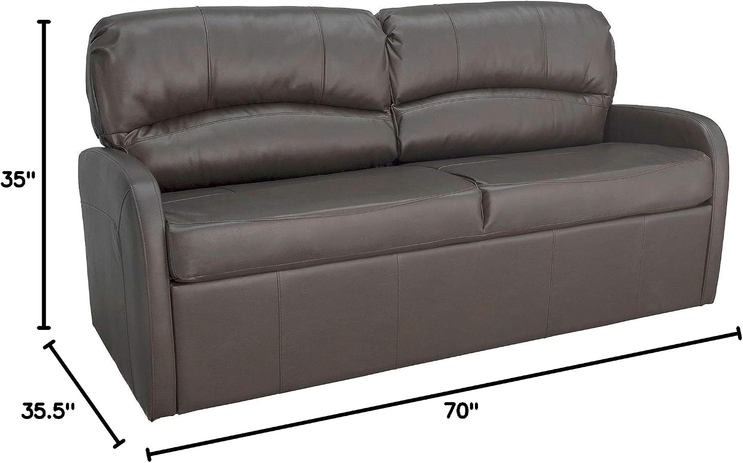 RecPro Charles Collection | 70' RV Jack Knife Sofa w/Arms | RV Sleeper Sofa | RV Couch | RV Living Room (Slideout) Chestnut