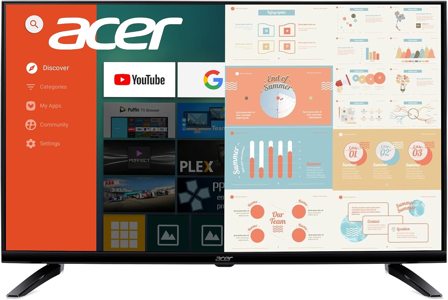 acer DA430 bemiiix 43' Full HD (1920 x 1080) VA Smart Monitor | Streaming TV (Tuner-Free), Netflix, YouTube & More | Wi-Fi 5 | BT 5.0 | 3 x HDMI 1.4, 1 x S/PDIF, 1 x CVBS, 2 x USB 2.0 & 1 x RJ-45