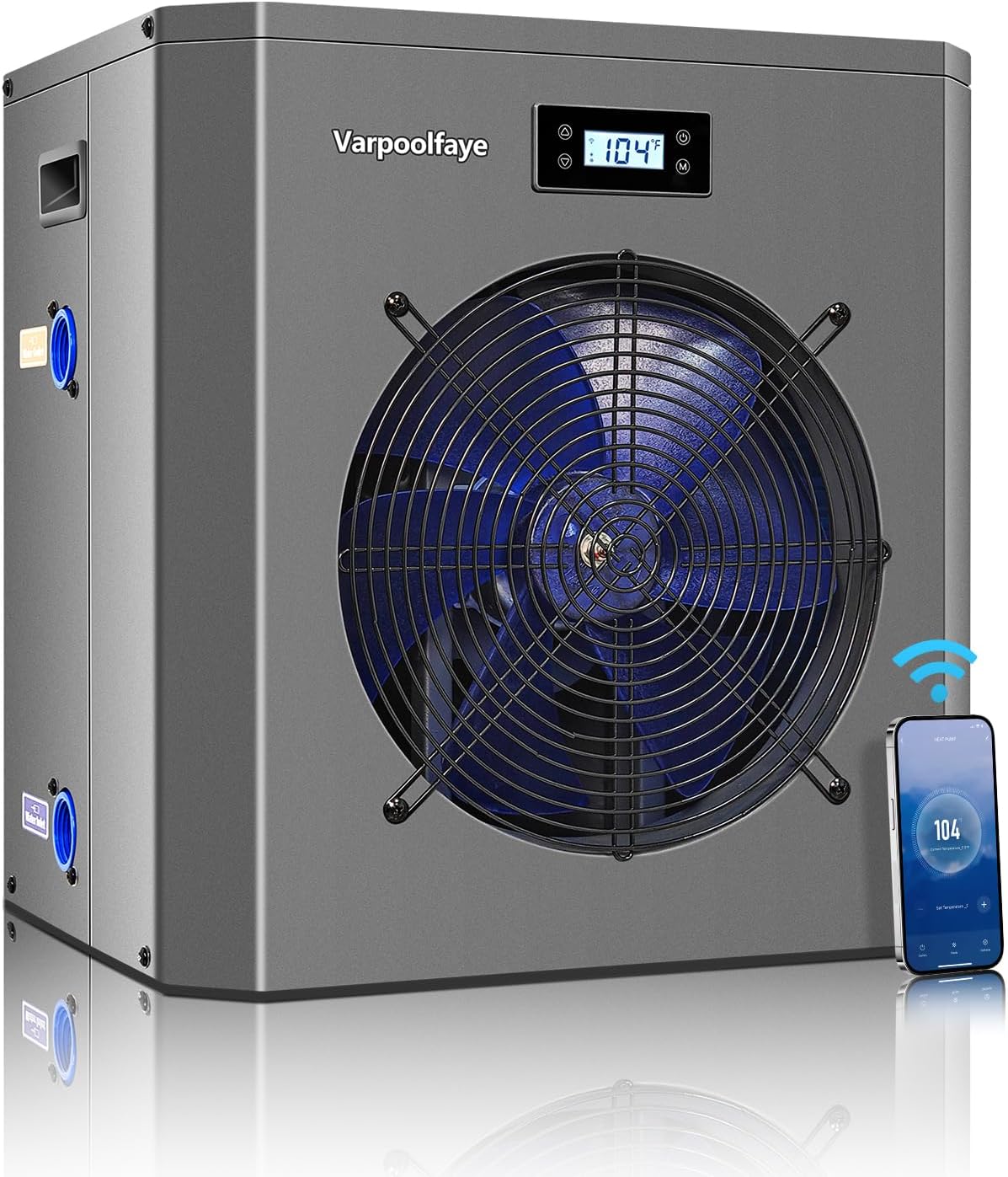16000 BTU Swimming Pool Heat Pump 5000 Gallon Electric Pool Heater for Above Ground Pool 5KW Heating or Cooling WiFi Control Timer Pool Heater 110V 60Hz