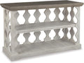 Signature Design by Ashley Havalance Farmhouse Console Sofa Table, Fixed Shelf, Pine Wood, 45.5' W x 17.25' D x 27.88' H, Distressed Finish, Gray & White
