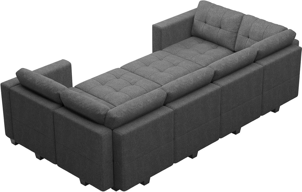 Belffin Modular Sleeper Sofa Bed with Storage Seat Oversized Modular Sectional Sofa Couch Set Reversible Modular Sleeper Sectional Couch Bed Dark Grey BF0390-1