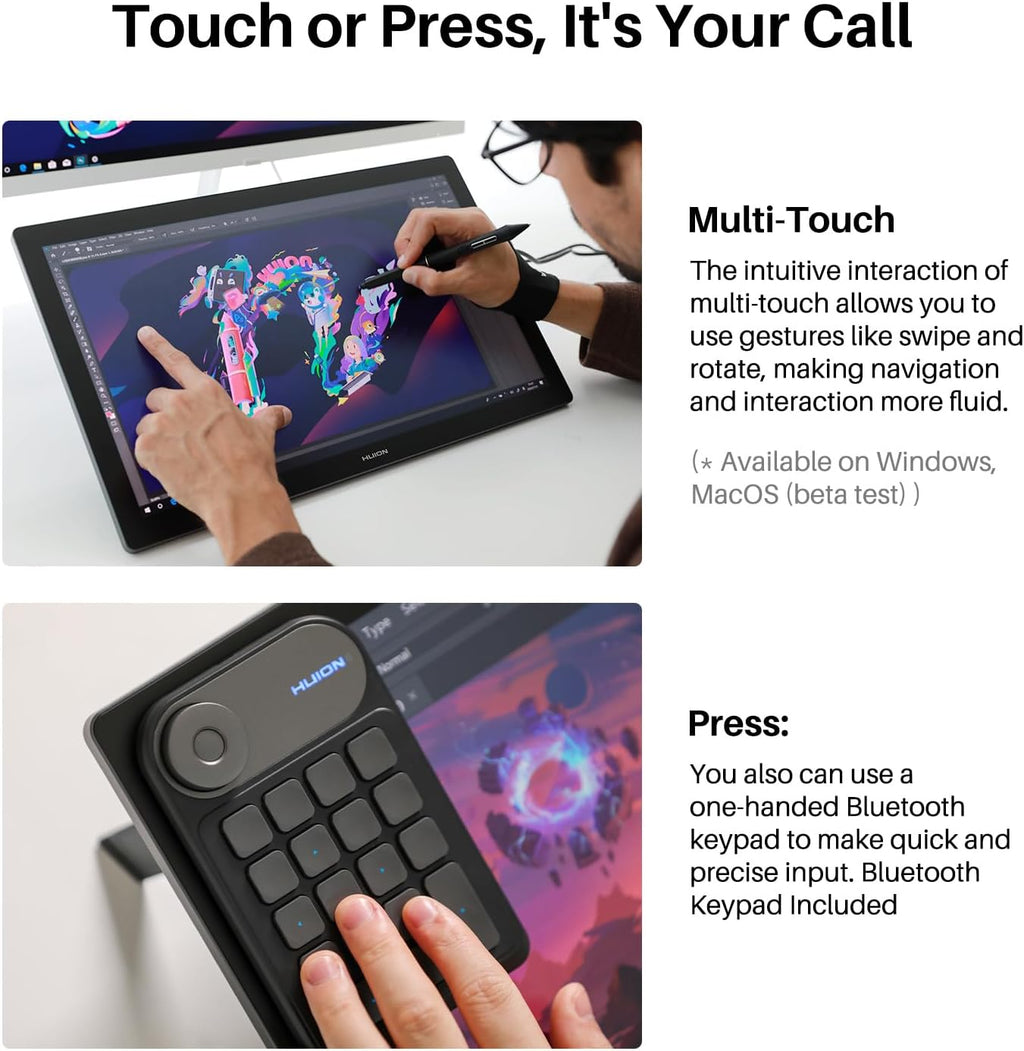 HUION KAMVAS Pro 19 4K UHD Drawing Tablet with Touch Screen, 96% Adobe RGB Drawing Monitor with 1.07 Billion Colors, PenTech 4.0 Stylus PW600, 16384 Pen Pressure, Slim Pen, Keydial Mini, 18.4inch