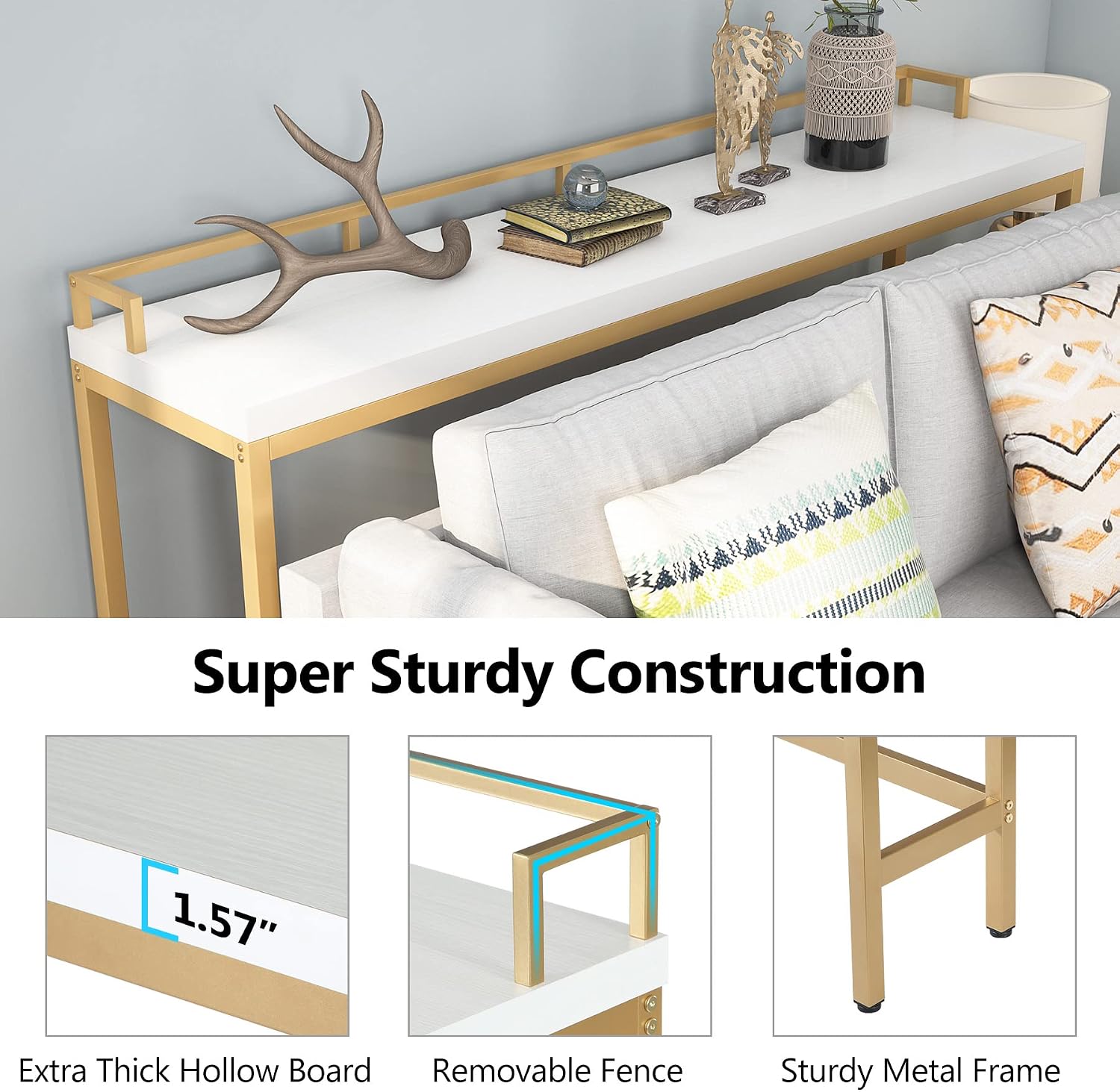 LITTLE TREE Console Table Behind Sofa Couch, 70.9 Inch Long and Narrow Entryway Table