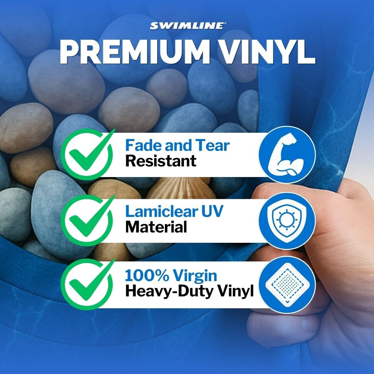 Swimline Unibead Pool Liner for Above Ground Pools, StoneHarbor, 12 x 24 (Oval), 52 Inch Wall, 25 Gauge
