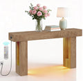 63' Long Console Table with Power Outlet LED Lights, Modern Entryway Table with Human Sensor Light, Large Industrial Hallway Accent Furniture for Living Room, Entryway, Hallway