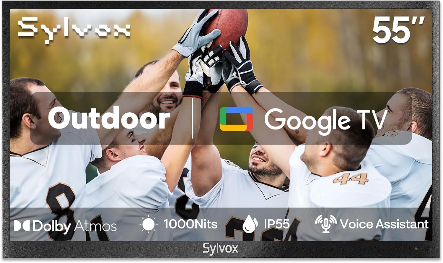 SYLVOX 55'' Outdoor Smart TV 4K UHD Waterproof TV 1000NIT High Bright, Android 11.0 Support Download APP ARC & CEC, Suitable for Outdoor Use(Deckpro Series)