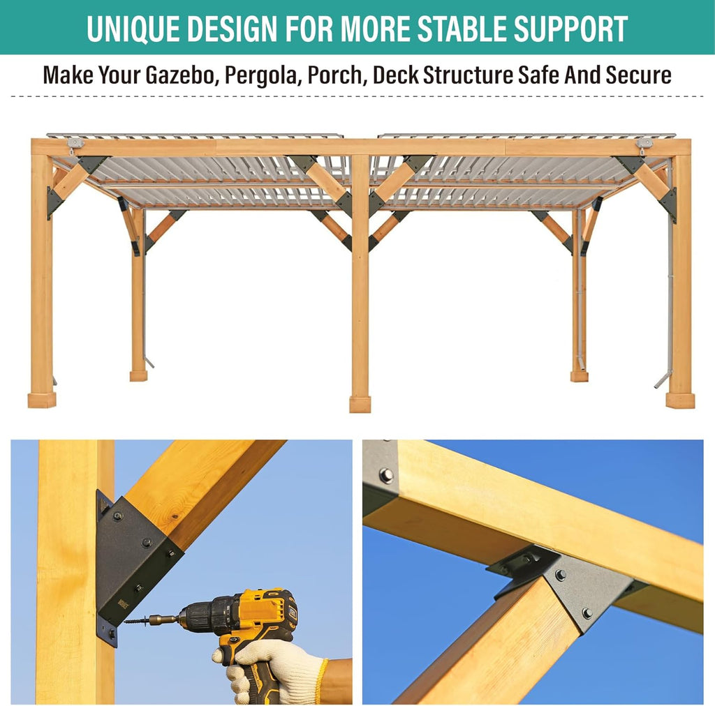 AJOVW-8 Pcs 45 Degree Angle Support Bracket, Suitable for 4''x4'' Support Wooden Posts (Actual Size: 3.5''x3.5''), Suitable for Slides, Gazebos, Garages, Decks, Sheds, Patios and Other Scenes.
