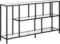 Henn&Hart 52' Wide Rectangular Console Table with Glass Shelves in Blackened Bronze, for Home Office, Living Room