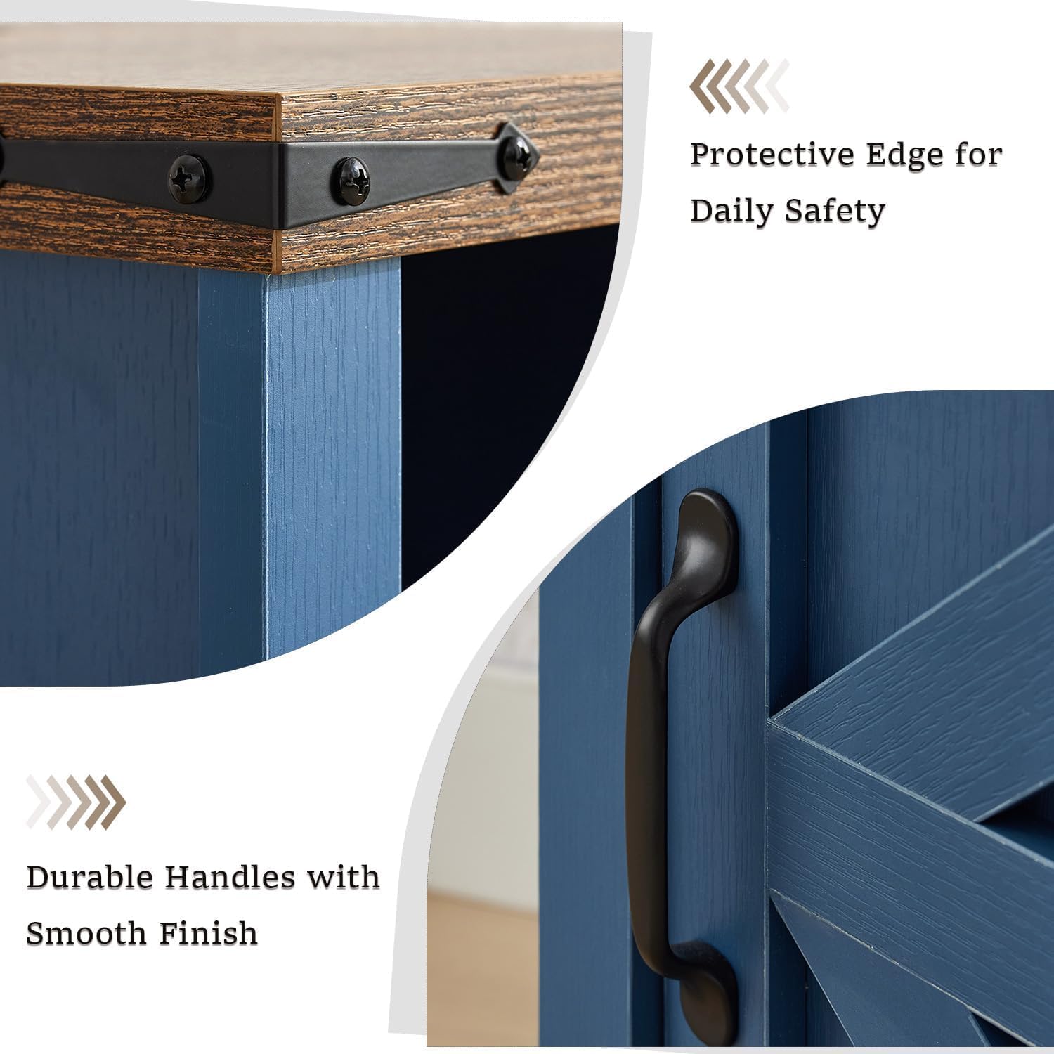 Farmhouse Entryway Table Set of 3, Console Table with Storage and 2 End Tables, Rustic Sofa Table Set for Living Room, Hallway, Bedroom, Blue