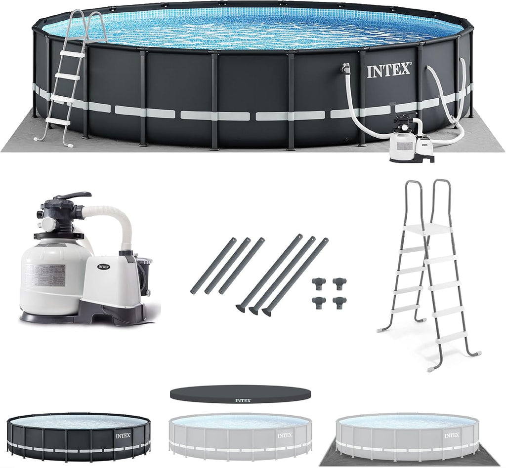 INTEX 26345VM Ultra XTR 26ft x 52in Above Ground Swimming Pool Set with Sand Filter Pump and OptiFlow 50lb Premium Filter Sand (2-Pack)