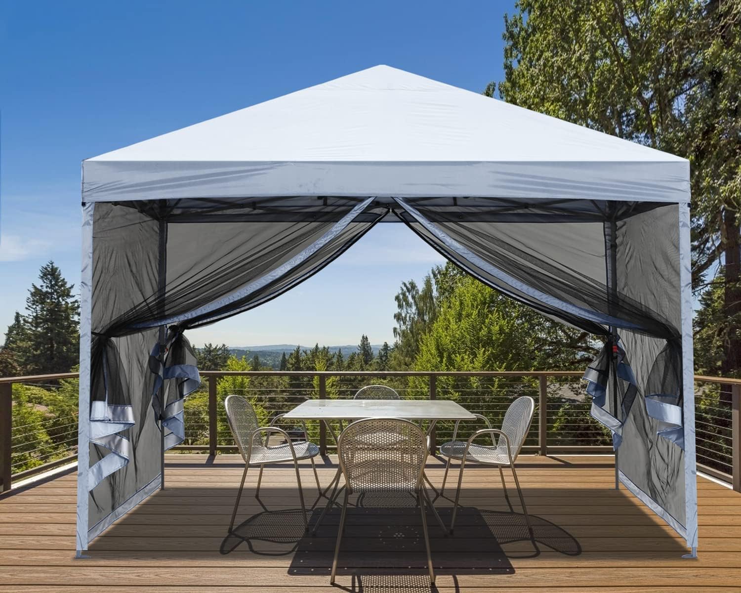 MASTERCANOPY Pop-Up Setup Outdoor Canopy with Netting Screen Walls (8x8, White)