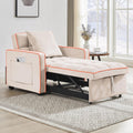 3 in 1 Convertible Sleeper Sofa Chair, 35' Pull Out Sofa Bed Recliner for Adult with Adjustable Backrest, Velvet Fabric Sleeper Couch Single Modern Chair for Living Room Bedroom, Cream White