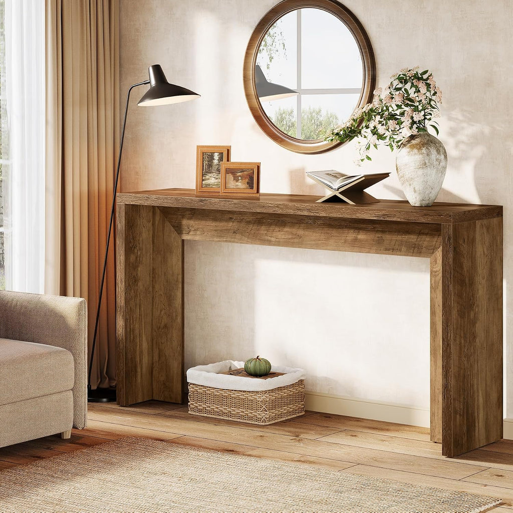 Tribesigns Farmhouse Console Table, 55-Inch Wooden Sofa Table with Storage for Entryway, Foyer, Hallway, Living Room, Easy Assembly (Rustic Brown)