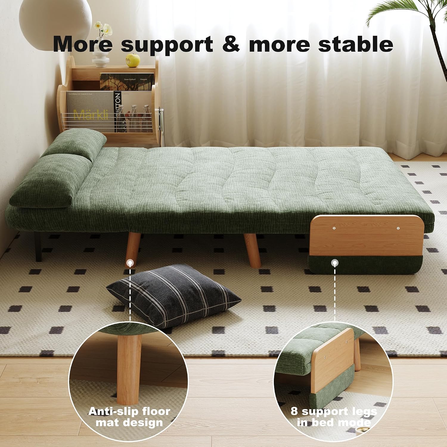 Sleeper Convertible Sofa Bed, 3-in-1 Folding Sofa Bed Chair with Adjustable Backrest, Thick Cushioned Seat, futon Sofa Bed for Small Spaces,Bedrooms & Offices(43.31)
