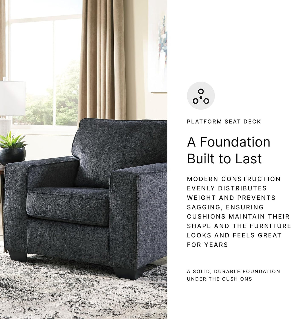 Signature Design by Ashley Altari Modern Chair, Reinforced Frame For Added Stability, Loose Seat Cushions, Back Height 37', Seat Height 20', Arm Height 26', Chenille Fabric, Dark Gray