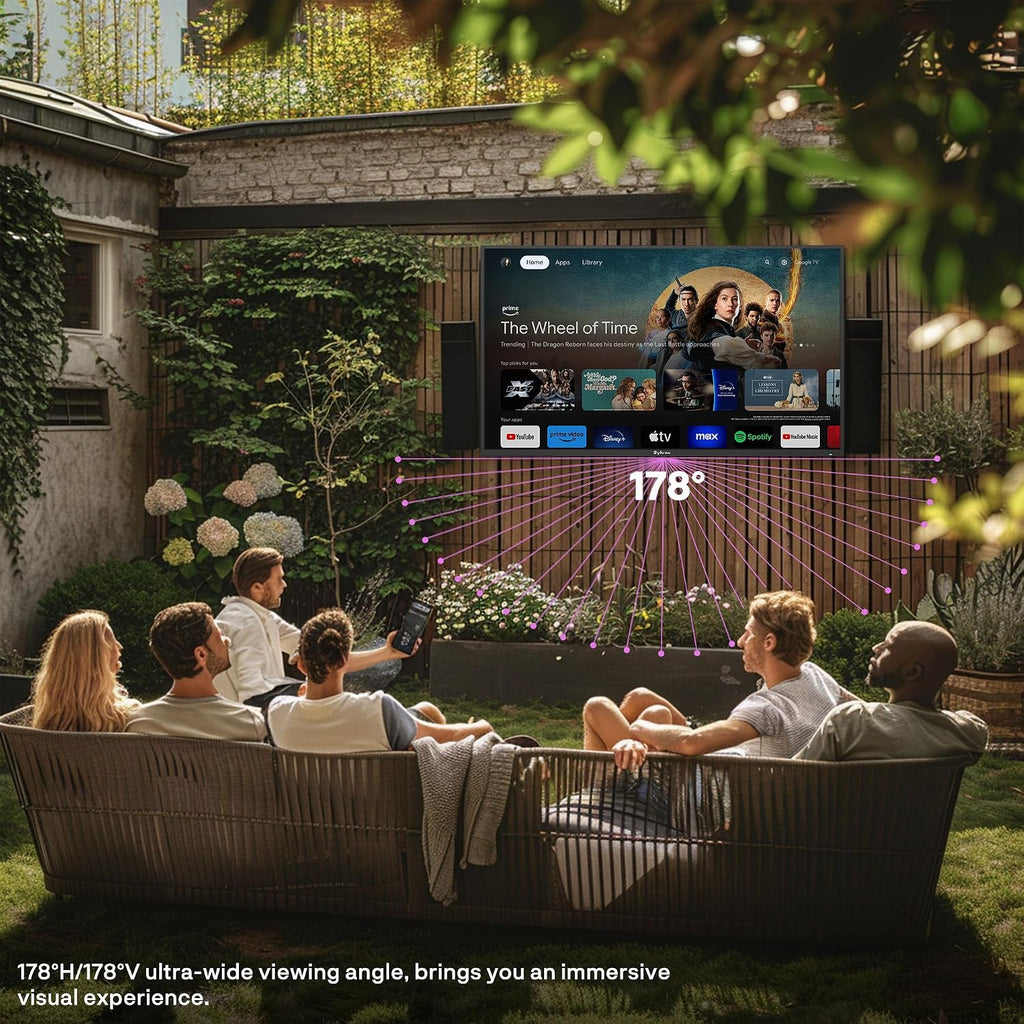 SYLVOX New 43' Outdoor Smart TV, Superior Waterproof Performance, Upgraded Matte Finish for Enhanced Anti-Glare Effect, Full Metal, with Dolby Atmos, 1000nits, Partial Sun Deck Pro 2.0+ Series