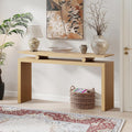 LKTART Farmhouse Console Table Hallway Table for Entryway Solid Wood Sofa Table Behind Couch Narrow Long Entry Table for Living Room Entrance Foyer Natural