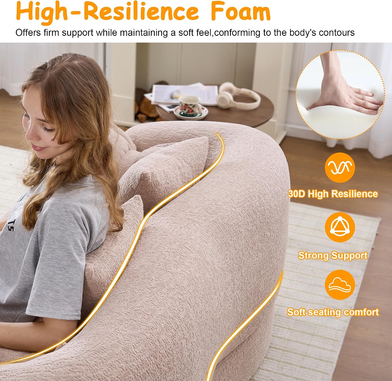 70' Convertible Sofa Bed, 2-in-1 Boneless Sleeper Sofa, Soft Chenille Folding Sofa Loveseat with 4 Pillows, Love Seat Small Couch for Small Spaces, Living Room, Bedroom, No Assembly