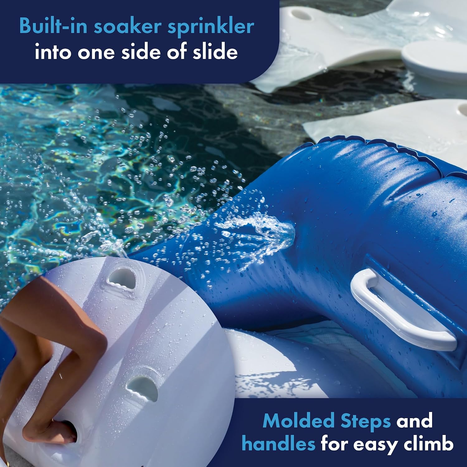 Wow Sports Cascade Inflatable Pool Slide - Blow Up Waterslide - Built-in Water Sprinkler - for Kids & Adults